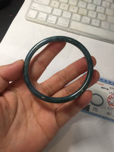 Load image into Gallery viewer, 58mm Certified Type A 100% Natural dark green/blue/gray Guatemala slim round cut Jadeite bangle PA140-8838
