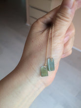 Load image into Gallery viewer, 100% Natural icy watery deep sea blue/green/gray safe and sound dangling Guatemala jadeite Jade earring Q125
