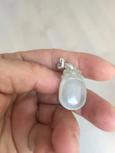 Load image into Gallery viewer, 100% Natural type A icy watery light green/clear Jadeite Jade seashell (福贝)  pendant F149
