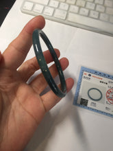 Load image into Gallery viewer, 58mm Certified Type A 100% Natural dark green/blue/gray Guatemala slim round cut Jadeite bangle PA140-8838
