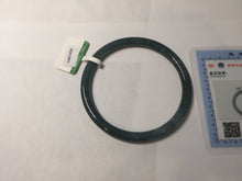 Load image into Gallery viewer, 58mm Certified Type A 100% Natural dark green/blue/gray with flying snow Guatemala slim round cut Jadeite bangle PA141-8833
