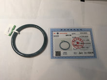 Load image into Gallery viewer, 58mm Certified Type A 100% Natural dark green/blue/gray with flying snow Guatemala slim round cut Jadeite bangle PA141-8833
