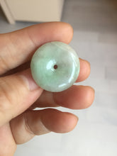 Load image into Gallery viewer, 23.5-27.7mm 100% Natural apple green/white jadeite Jade Safety Guardian Button(donut) Pendant group BK112
