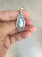 Load image into Gallery viewer, 100% Natural type A icy watery light green/gray Jadeite Jade seashell (福贝)  pendant F150
