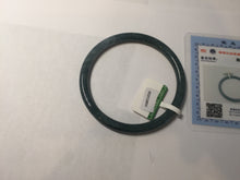 Load image into Gallery viewer, 58mm Certified Type A 100% Natural dark green/blue/gray with flying snow Guatemala slim round cut Jadeite bangle PA141-8833
