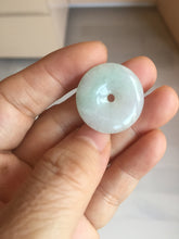 Load image into Gallery viewer, 23.5-27.7mm 100% Natural apple green/white jadeite Jade Safety Guardian Button(donut) Pendant group BK112
