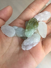 Load image into Gallery viewer, 100% natural type A icy watery white purple green jadeite jade  leaf pendant group F157
