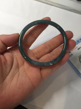Load image into Gallery viewer, 58mm Certified Type A 100% Natural dark green/blue/gray with flying snow Guatemala slim round cut Jadeite bangle PA141-8833

