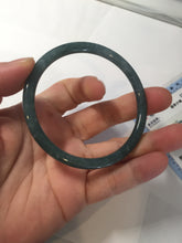 Load image into Gallery viewer, 58mm Certified Type A 100% Natural dark green/blue/gray with flying snow Guatemala slim round cut Jadeite bangle PA141-8833
