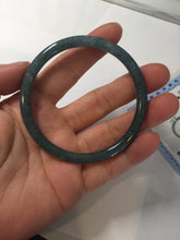 Load image into Gallery viewer, 58mm Certified Type A 100% Natural dark green/blue/gray with flying snow Guatemala slim round cut Jadeite bangle PA141-8833
