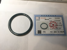 Load image into Gallery viewer, 56.6mm Certified Type A 100% Natural dark green/blue/gray Guatemala slim round cut Jadeite bangle PA142-8835
