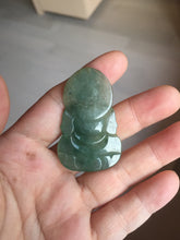 Load image into Gallery viewer, 100% natural grade A icy watery dark green gray jadeite jade Guanyin pendants PB202
