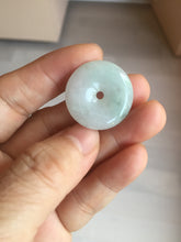 Load image into Gallery viewer, 23.5-27.7mm 100% Natural apple green/white jadeite Jade Safety Guardian Button(donut) Pendant group BK112
