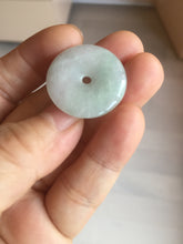 Load image into Gallery viewer, 23.5-27.7mm 100% Natural apple green/white jadeite Jade Safety Guardian Button(donut) Pendant group BK112
