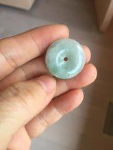 Load image into Gallery viewer, 23.5-27.7mm 100% Natural apple green/white jadeite Jade Safety Guardian Button(donut) Pendant group BK112
