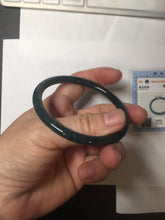 Load image into Gallery viewer, 56.6mm Certified Type A 100% Natural dark green/blue/gray Guatemala slim round cut Jadeite bangle PA142-8835
