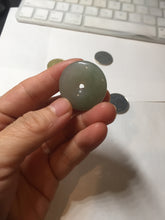 Load image into Gallery viewer, 28.7mm Type A 100% Natural icy watery oily dark green/gray Jadeite Jade Safety Guardian Button donuts Pendant PC117
