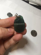 Load image into Gallery viewer, 100% Natural type A icy watery dark green gray black Guatemala jadeite RuYi(如意) pendant BP185
