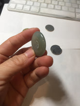 Load image into Gallery viewer, 28.7mm Type A 100% Natural icy watery oily dark green/gray Jadeite Jade Safety Guardian Button donuts Pendant PC117
