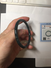 Load image into Gallery viewer, 56.6mm Certified Type A 100% Natural dark green/blue/gray Guatemala slim round cut Jadeite bangle PA142-8835
