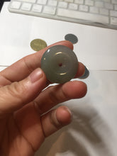 Load image into Gallery viewer, 28.7mm Type A 100% Natural icy watery oily dark green/gray Jadeite Jade Safety Guardian Button donuts Pendant PC117
