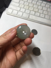 Load image into Gallery viewer, 28.7mm Type A 100% Natural icy watery oily dark green/gray Jadeite Jade Safety Guardian Button donuts Pendant PC117
