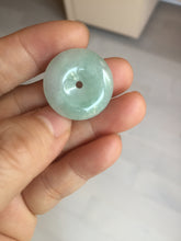 Load image into Gallery viewer, 23.5-27.7mm 100% Natural apple green/white jadeite Jade Safety Guardian Button(donut) Pendant group BK112
