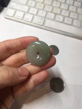 Load image into Gallery viewer, 28.7mm Type A 100% Natural icy watery oily dark green/gray Jadeite Jade Safety Guardian Button donuts Pendant PC117
