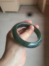 Load image into Gallery viewer, 55mm 100% Natural icy watery blue/black/gray Xiu Jade (Serpentine) bangle SY55
