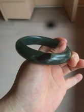 Load image into Gallery viewer, 55mm 100% Natural icy watery blue/black/gray Xiu Jade (Serpentine) bangle SY55
