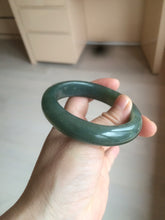 Load image into Gallery viewer, 55mm 100% Natural icy watery blue/black/gray Xiu Jade (Serpentine) bangle SY55
