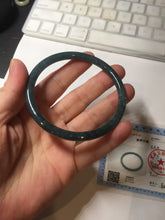 Load image into Gallery viewer, 60.5mm Certified Type A 100% Natural dark green/blue/gray with flying snow Guatemala slim round cut Jadeite bangle PA143-8860
