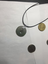 Load image into Gallery viewer, 28.7mm Type A 100% Natural icy watery oily dark green/gray Jadeite Jade Safety Guardian Button donuts Pendant PC117
