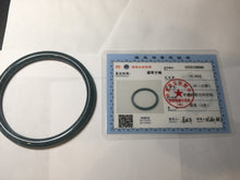 Load image into Gallery viewer, 60.5mm Certified Type A 100% Natural dark green/blue/gray with flying snow Guatemala slim round cut Jadeite bangle PA143-8860
