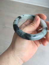 Load image into Gallery viewer, 54mm Certified Type A 100% Natural icy watery dark green/white//black Jadeite Jade bangle BM7-8579
