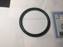 Load image into Gallery viewer, 58.5mm Certified Type A 100% Natural dark green/blue/gray with flying snow Guatemala slim round cut Jadeite bangle PA144-8839
