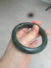 Load image into Gallery viewer, 55mm 100% Natural icy watery blue/black/gray Xiu Jade (Serpentine) bangle SY55
