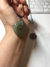 Load image into Gallery viewer, 28.7mm Type A 100% Natural icy watery oily dark green/gray Jadeite Jade Safety Guardian Button donuts Pendant PC117
