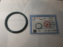Load image into Gallery viewer, 58.5mm Certified Type A 100% Natural dark green/blue/gray with flying snow Guatemala slim round cut Jadeite bangle PA144-8839
