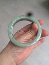 Load image into Gallery viewer, 55.7mm certified type A 100% Natural light green/gray square style Jadeite Jade bangle AX100-1500
