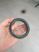 Load image into Gallery viewer, 55mm 100% Natural icy watery blue/black/gray Xiu Jade (Serpentine) bangle SY55
