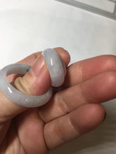 Load image into Gallery viewer, 33.6/23.5/14.7mm Type A 100% Natural light purple white Jadeite Jade concentric circle safety Guardian ring pendant set BK113
