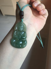 Load image into Gallery viewer, 100% natural grade A icy watery dark green gray jadeite jade Guanyin pendants PB202
