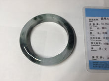 Load image into Gallery viewer, 54.3mm Certified Type A 100% Natural icy watery dark green/white//black Jadeite Jade bangle BM8-8573
