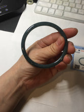 Load image into Gallery viewer, 58.5mm Certified Type A 100% Natural dark green/blue/gray with flying snow Guatemala slim round cut Jadeite bangle PA144-8839
