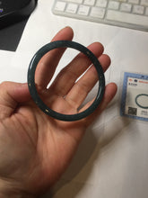 Load image into Gallery viewer, 58.5mm Certified Type A 100% Natural dark green/blue/gray with flying snow Guatemala slim round cut Jadeite bangle PA144-8839
