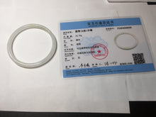 Load image into Gallery viewer, 55.6mm 100% natural Type A icy watery light yellow white slim round cut jadeite jade bangle AD108-8095
