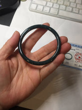 Load image into Gallery viewer, 55.5mm Certified Type A 100% Natural dark green/blue/gray Guatemala slim round cut Jadeite bangle PA145-8842
