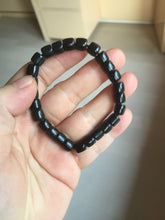 Load image into Gallery viewer, 7x6.2mm 100% Natural black nephrite(Mo Yu, 墨玉) cylinder bead bracelet for 50-55mm HN2
