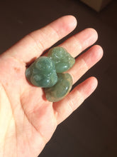 Load image into Gallery viewer, 100% Natural type A icy watery dark green(老油青) happy Buddha jadeite pendant BD190
